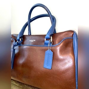 Coach Brown and blue leather handbag